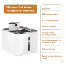 Cordless Cat Water Fountain - 4.2L Stainless Steel with Motion Sensor