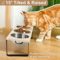 Elevated Cat Feeder with Stand - 15° Tilted 3-Bowl Stainless Steel Set